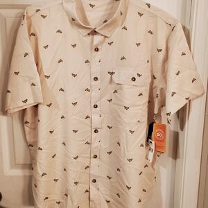Men's Casual Cream Patterned Shirt